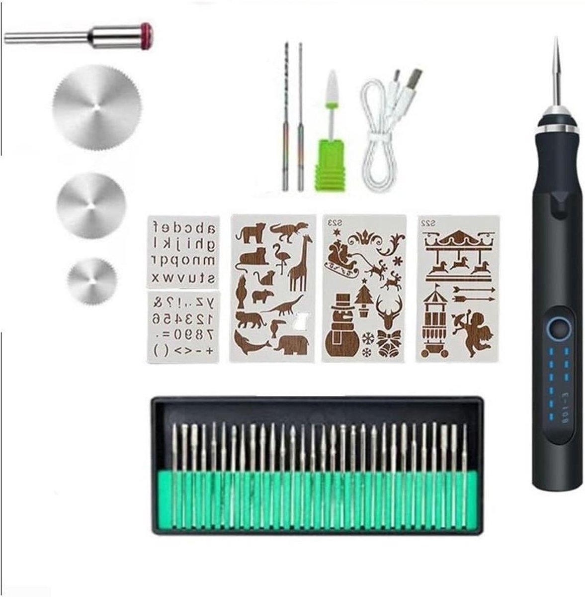 Graveerpen Elektrisch - Polijsttool Graveerstift - Precisie Graveren - Draadloos Opladen - 16 x 5 x 10 cm - Zwart
