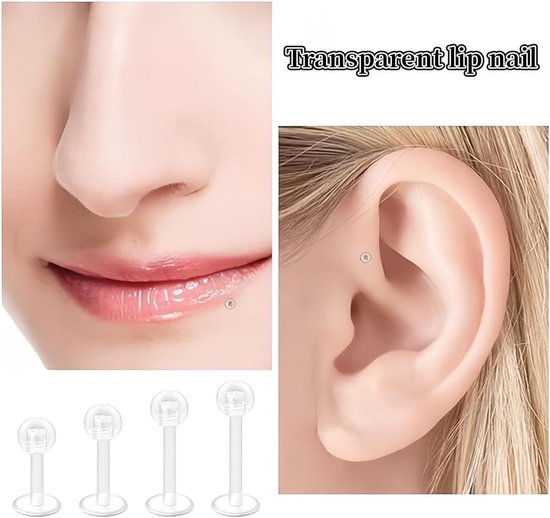 20 stuks lippiercings, lichaamspiercing, transparant, wenkbrauwen — afbeelding 3