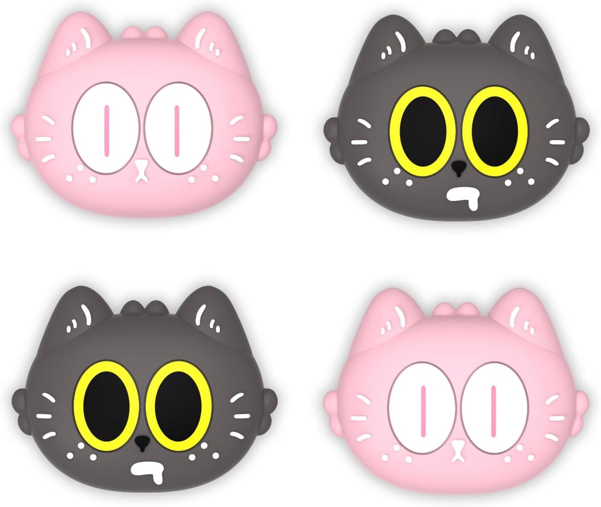 4 Stuks Duim Gripdoppen voor Nintendo Switch 2 2025 - Kawaii Siliconen Thumbstick Covers, Comfortabele Joystick Accessoires voor Controllers (Maanlichtkat)