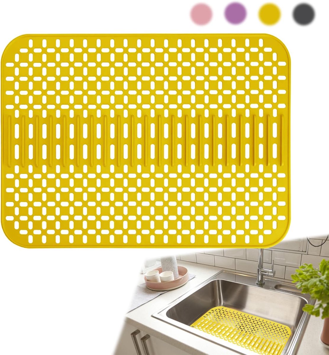 spoelbakmat, opvouwbare antislip spoelbakmat van siliconen 40x27 cm