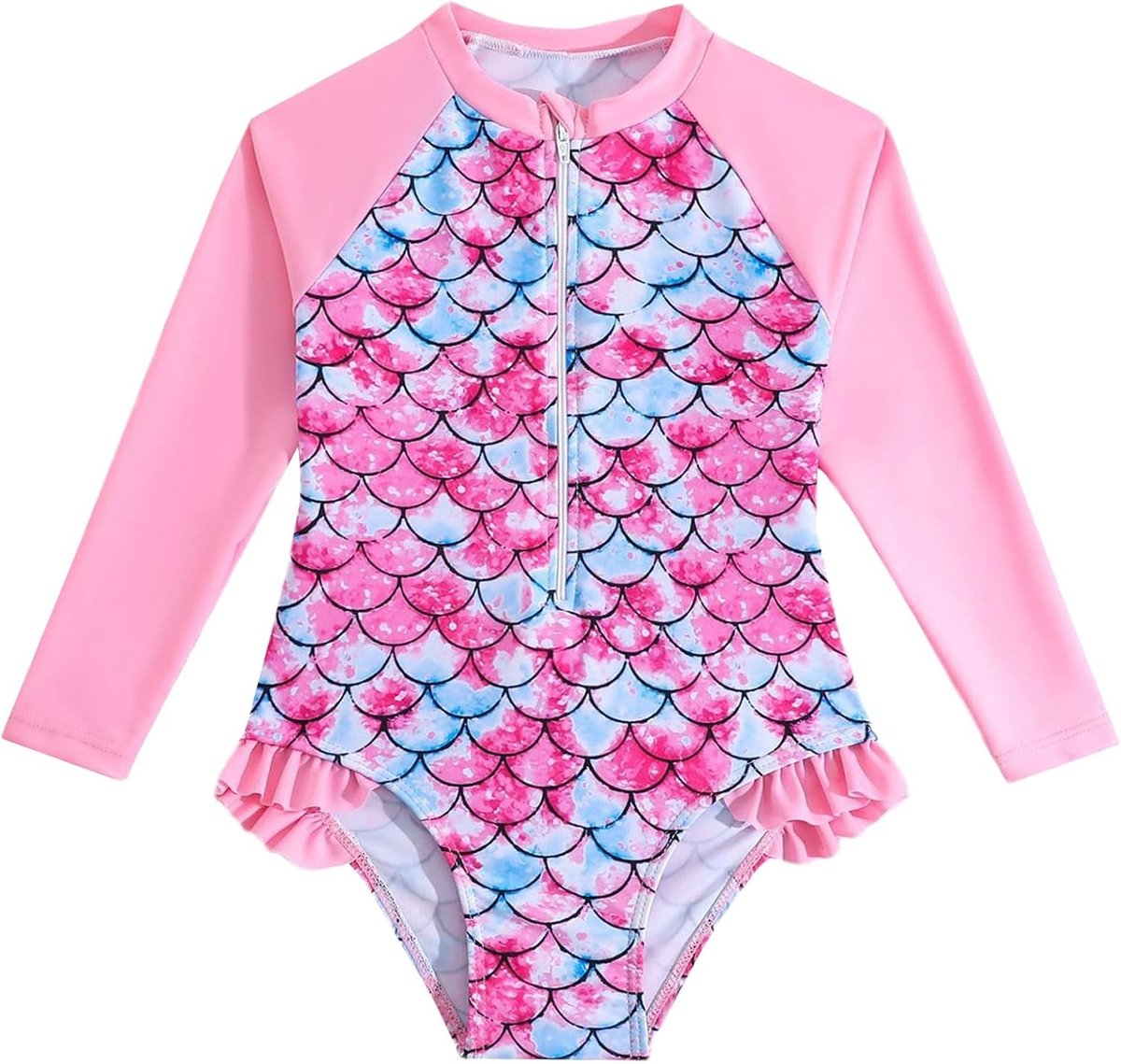 Badpak voor meisjes, eendelig, lange mouwen, UV-badkleding, kinderen