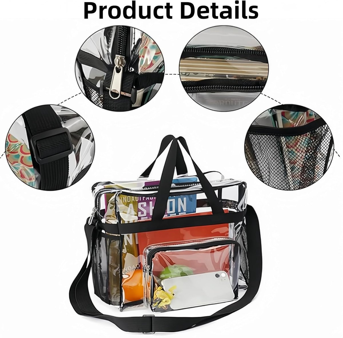 Bag PVC handtas handtas zwart transparant tas crossbody draagtas transparante schoudertas boodschappentas PVC tas transparant