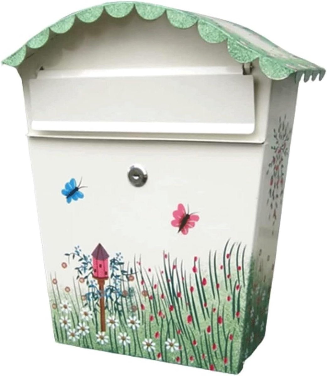 Wandmontage Brievenbus - Brievenbus met slot - Post Veilig Ontvangen - Gegalvaniseerd Staal - 36.5 cm Hoog - Wit