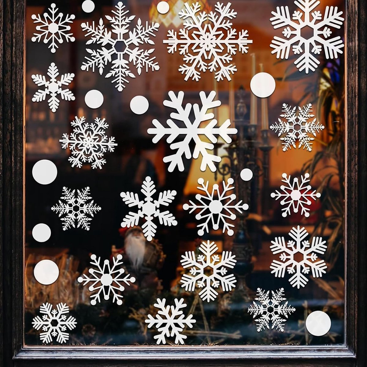 397 stuks kerstdecoratie voor ramen, zelfklevende raamdecoraties met
