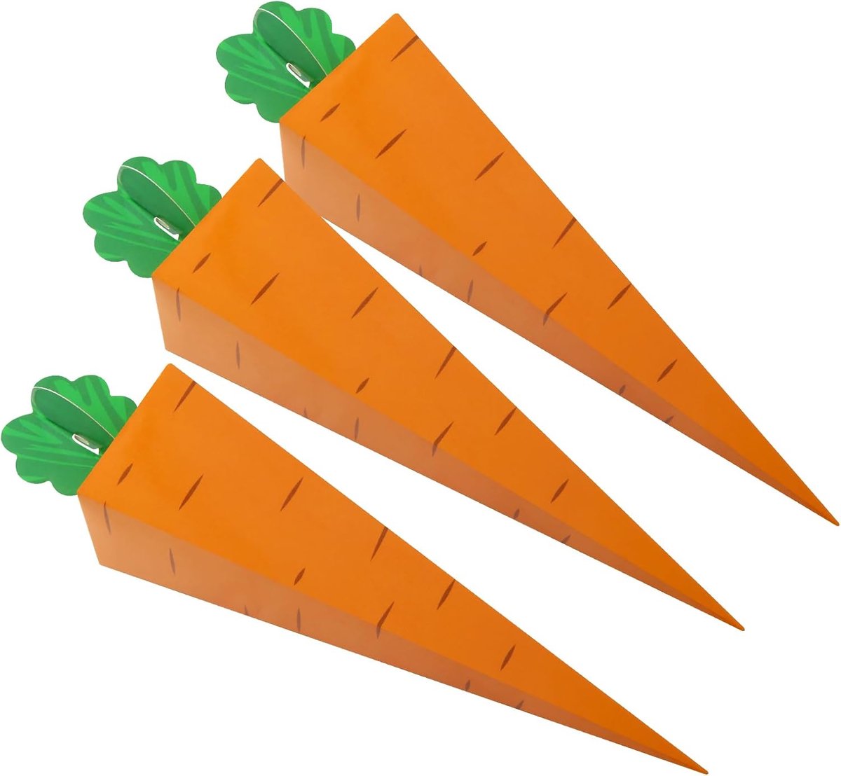 50 stuks wortel-lekkernijdozen, wortelvormige koekjes-snoepdoosjes, 3D-wortelgeschenkdoosjes, feestcadeauzakjes voor kinderen, Pasen, lentethema, verjaardagsfeest, paasdecoratie