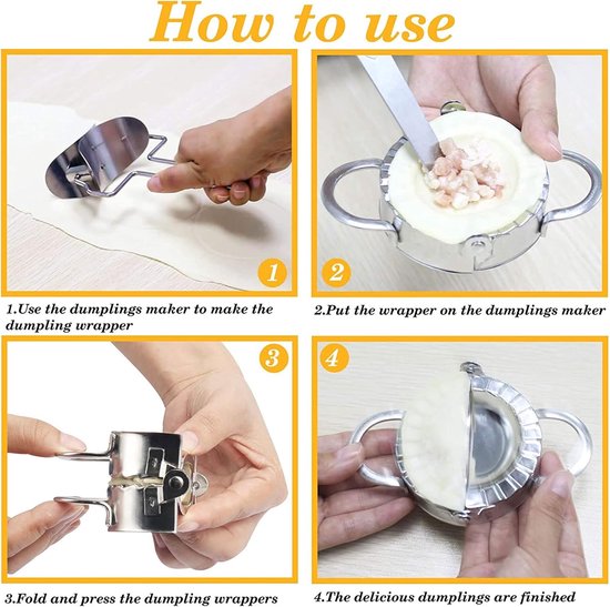 Maker Set - knoedelshaper, ravioli uitsteekvormpjes, pirogcesnijder, roestvrij stalen wikkelvorm - keukengadgets — afbeelding 3
