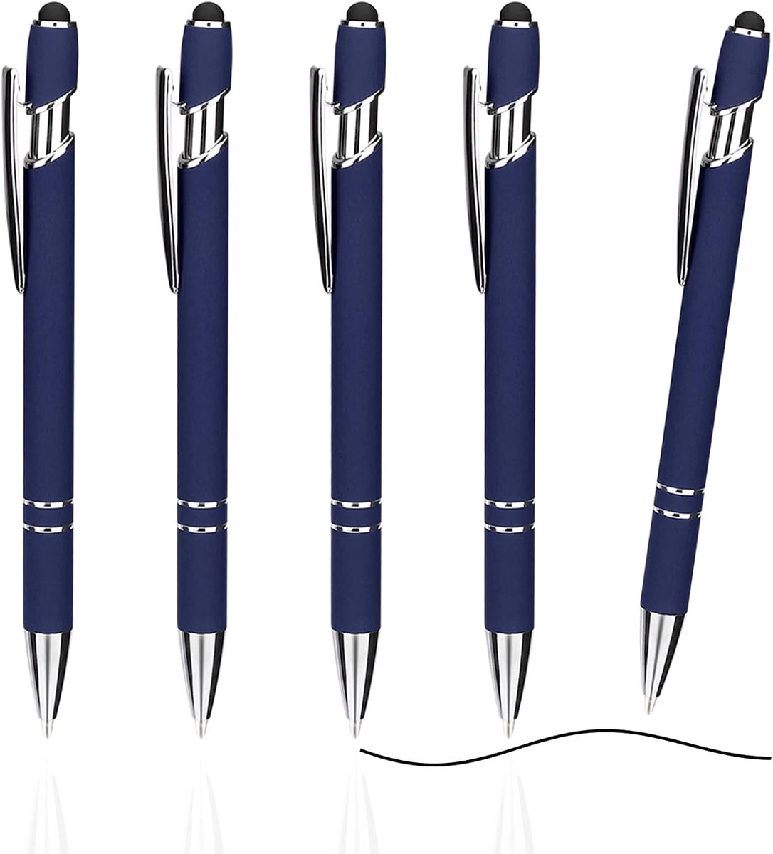 Hoogwaardige Ergonomische Balpen Set - 5 Stuks, Zwarte Inkt, Antislip Gripzone, Metalen Uitvoering Voor Kantoor en Huishouden