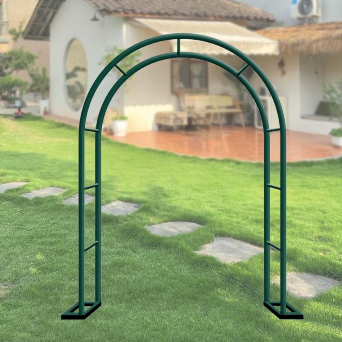 Tuinboog Metaal - Prieel Klimplanten - Tuin Decoratie - Stevige Constructie - 350 cm x 220 cm - Groen
