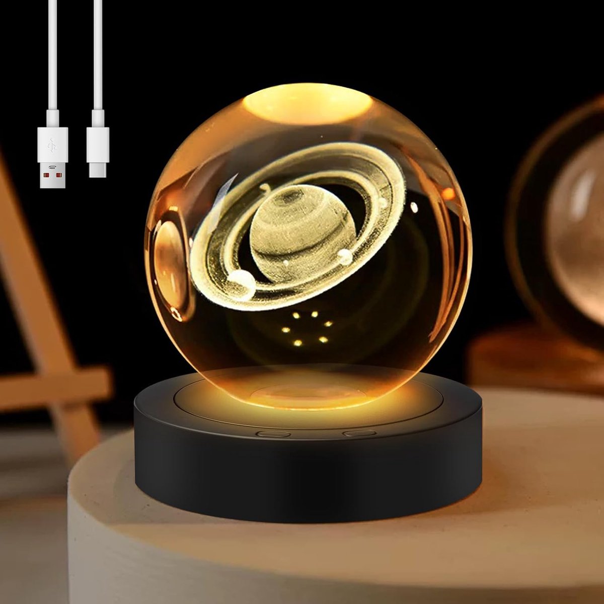 Rotatable LED Display Base: 8 Light Mode LED Light Base Revolving LED Lights Display Socket met USB, LED Display Stand voor Display kristallen bollen, glas, sieraden, acryl, hars