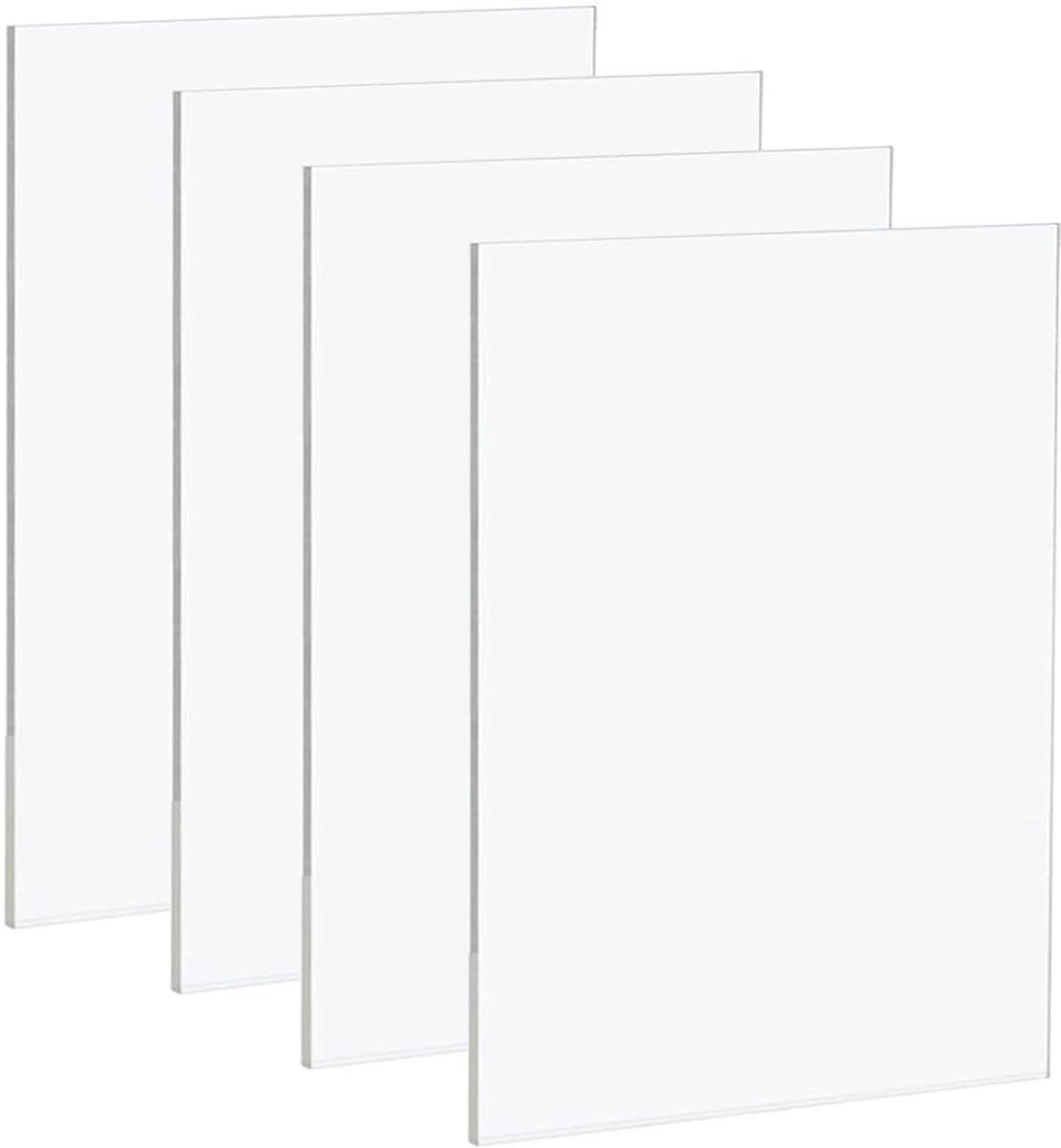 Set van 4 transparante acrylplaten, A4, 210 x 297 x 3 mm, kunststof