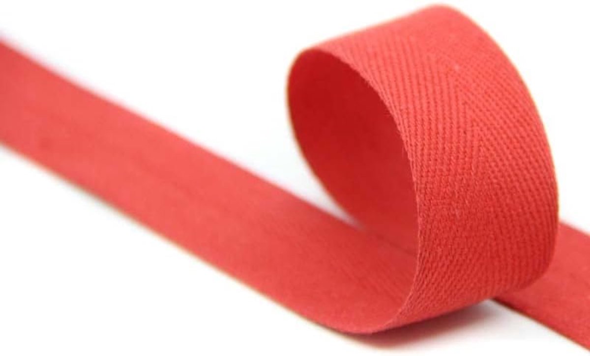 20 mm | 5 m keperband | naadband | 79% katoen | rood