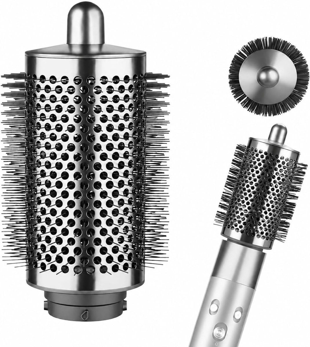 ronde volumeborstel voor Airwrap HS01/HS05/HS08, voor slap plat haar, met lange fijne borstelharen voor meer volume, zilver
