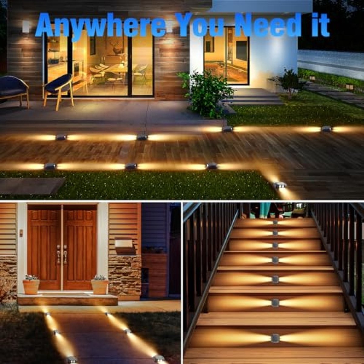 ModernStore 4 stuks Solar Vloerlampen Warm Wit - IP65 Waterdicht Drukbestendig 3 Ton Geschikt voor Rijstroken Trappen Tuinen Terrassen