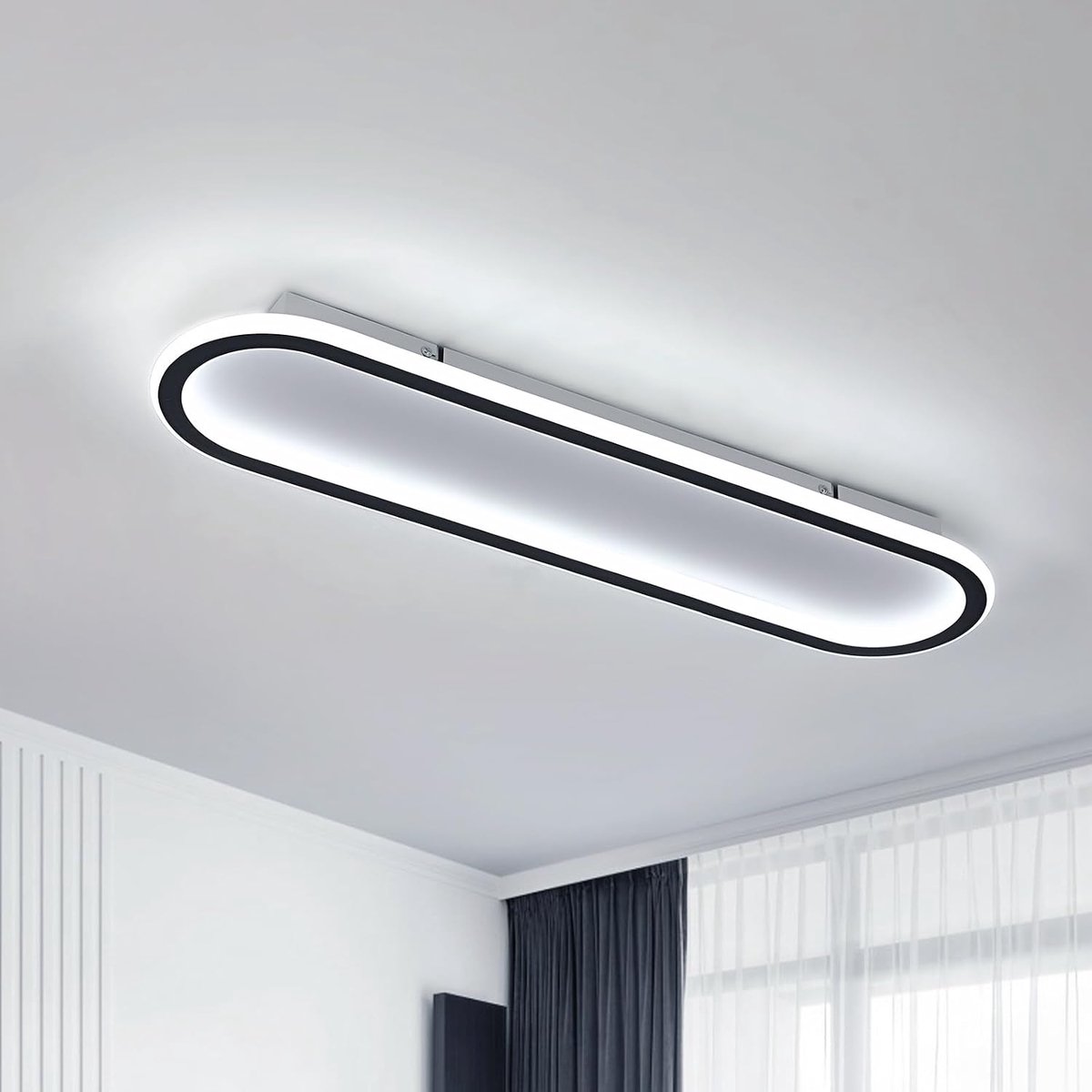 Riserva LED Plafondlamp Zwart/Wit - 46W - 6500K Koud Wit - Moderne Ovale Plafondlamp voor Woonkamer, Slaapkamer en Keuken