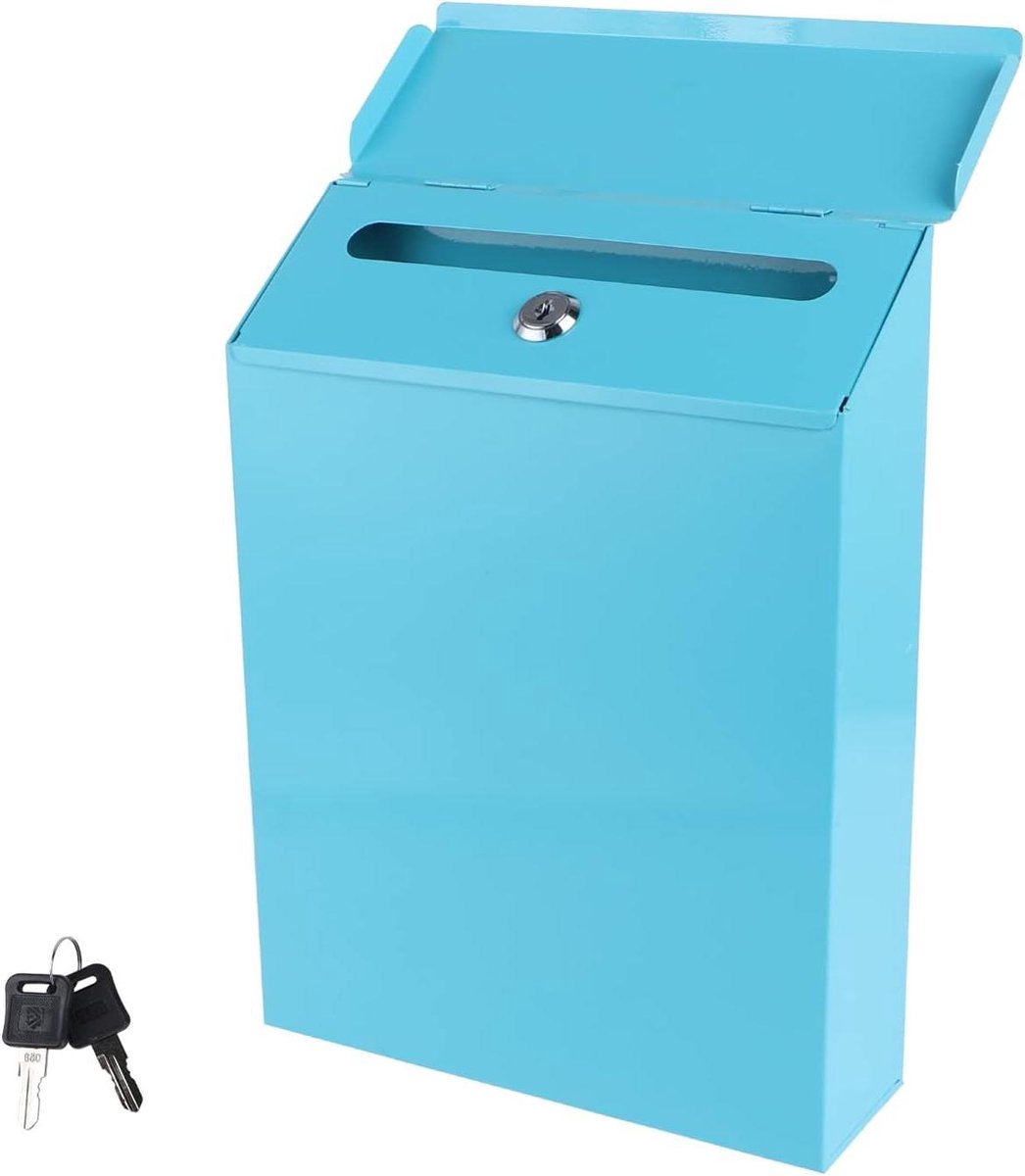 Brievenbus met Slot - Wandmailbox Postbus - Post Ontvangen - Weerbestendig Gecoat - 30x23x6 cm - Blauw