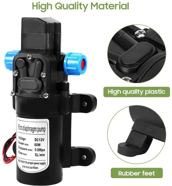 Omgoods - Hoge Druk Pomp 12V 160 - Automatische Waterpomp voor Auto, Boot, Caravan — afbeelding 3