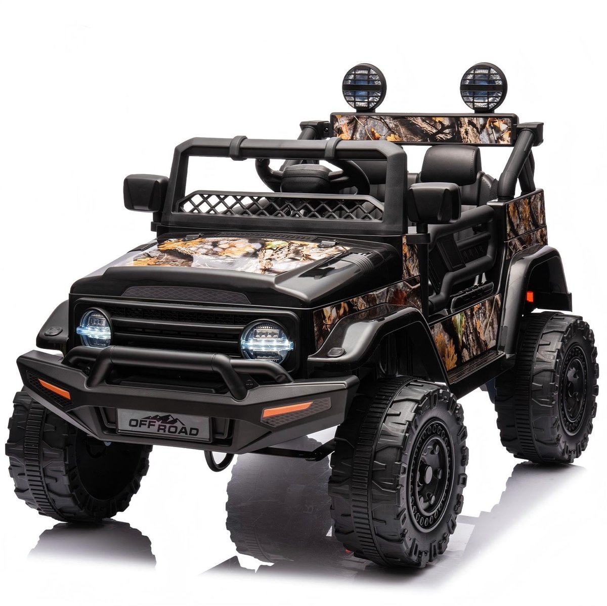 Danky Kinderauto - Elektrische jeep 12V 4,5Ah - 4 wielen - Tot 5 km/u - PP kunststof - Buitenspeelgoed - Zwart
