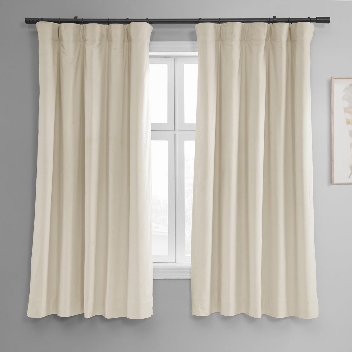 Omgoods - Off White Velvet Blackout Gordijnen 50 x 63 cm - Luxe en Warmte