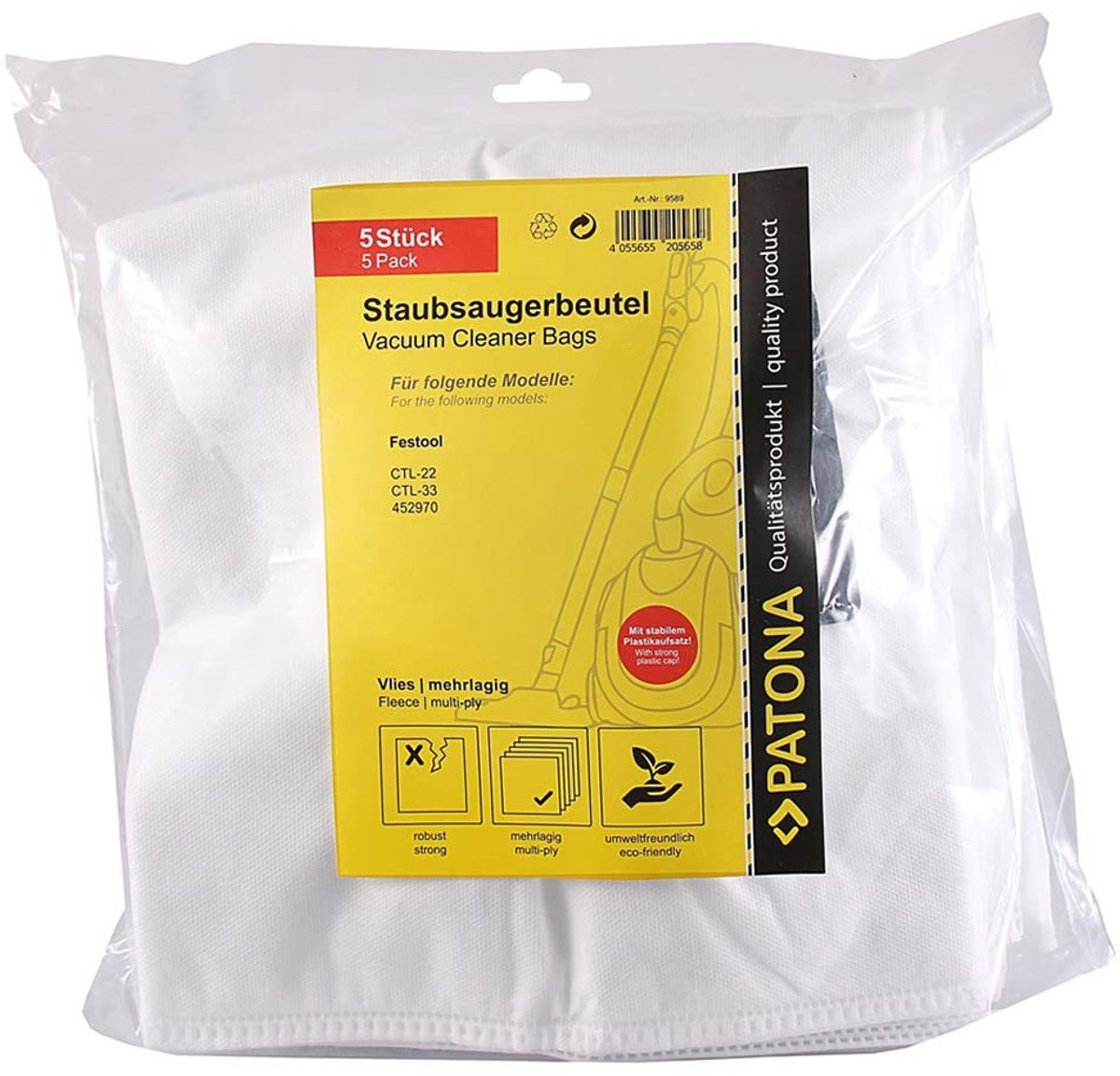 Omgoods - 5 Stuks Stofzuigerzakken Compatibel met Festool Cleantec 22 en 33