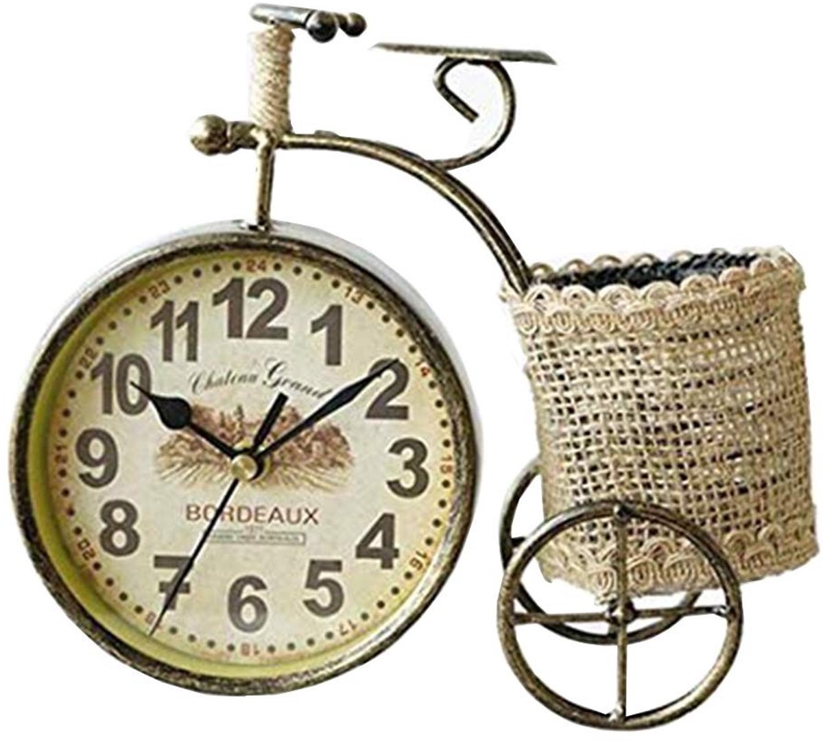 Omgoods - Modern Fiets Design Bureauklok en Pennenhouder - Stille Metalen Klok