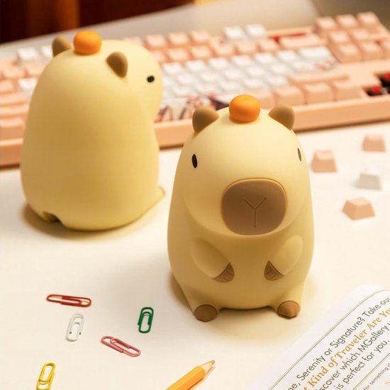 Capybara Nachtlampje - Slaapkamerlamp Dier - Rustgevende Sfeer - Zacht Siliconen Materiaal - 12.8 x 9 x 12.8 cm - Wit — afbeelding 4