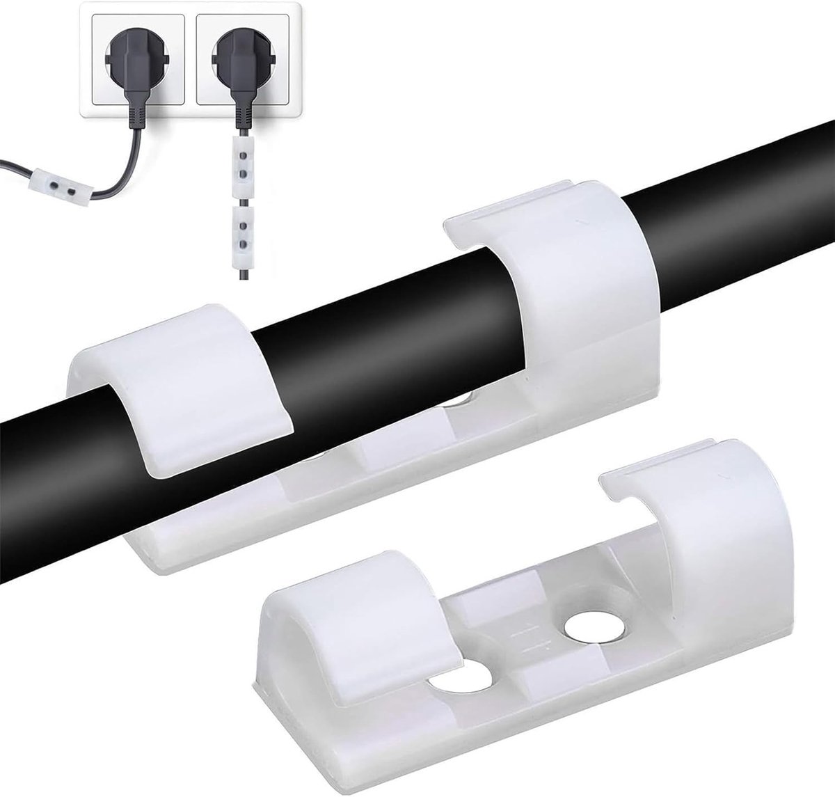 Zelfklevende Kabelclips - Wit - 30 mm - Duurzame Kabelorganizer met Sterk Plakband - Voor Thuis en Kantoor