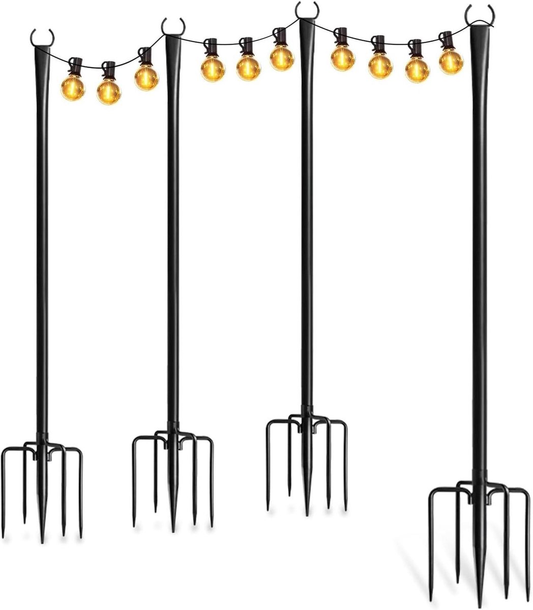Lantaarnpaal Buiten - Steunpaal Tuin - Decoratieve Verlichting - Robuust IJzer Roestwerend - 3.05 Meter - Zwart