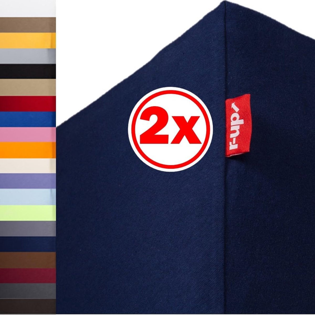 SnelShoppen - Premium Jersey Hoeslakens Dubbel Pack 200x220-220x240 cm tot 35 cm Hoogte in Donkerblauw - 95% Katoen en 5% Elastaan - Oeko-Tex, Ideaal