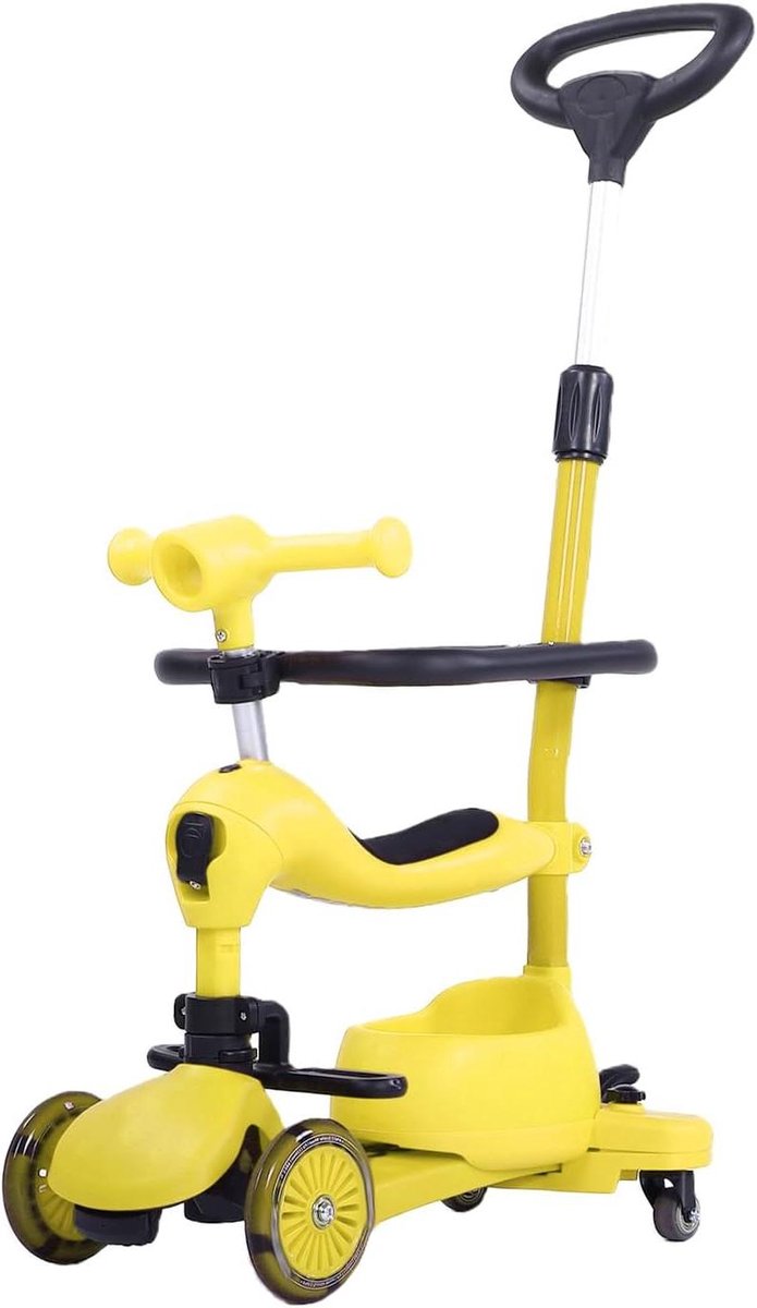 Peuterfiets 3-in-1 Driewieler - Loopfiets Kinderfiets - Buiten Spelen - Opvouwbaar Ontwerp - 58 x 34 x 19.5 cm - Geel