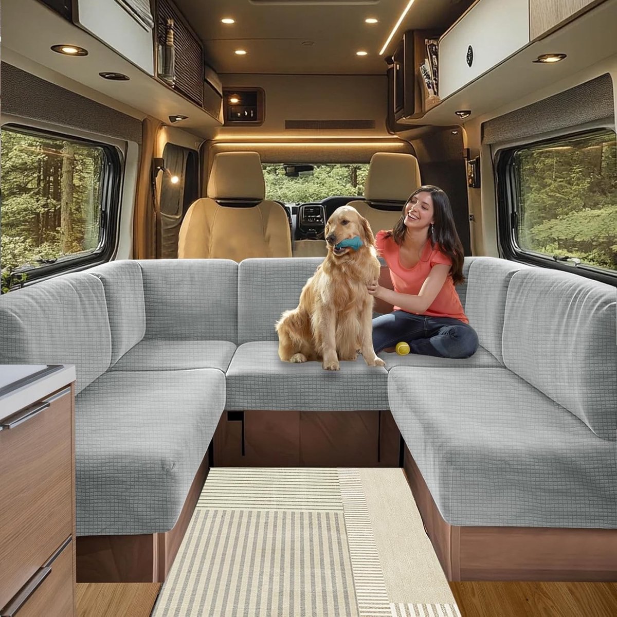Stoelhoes Camper - Kussenhoes Bank - Meubels Beschermen - Dubbel Antislip - B 65-95 cm - Lichtgrijs