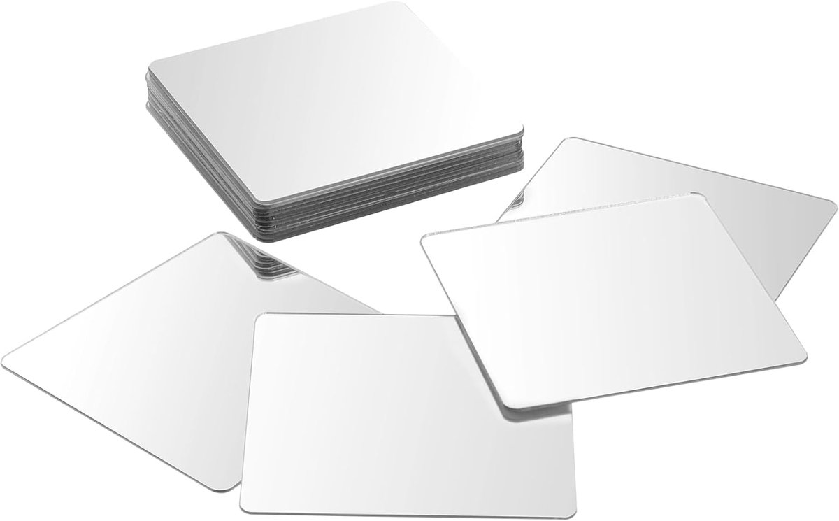 SnelShoppen - Set van 20 Vierkante Acryl Spiegels, Klein 5 x 5 cm, Zelfklevend voor Creatieve Projecten, Wand- en Tafeldecoratie