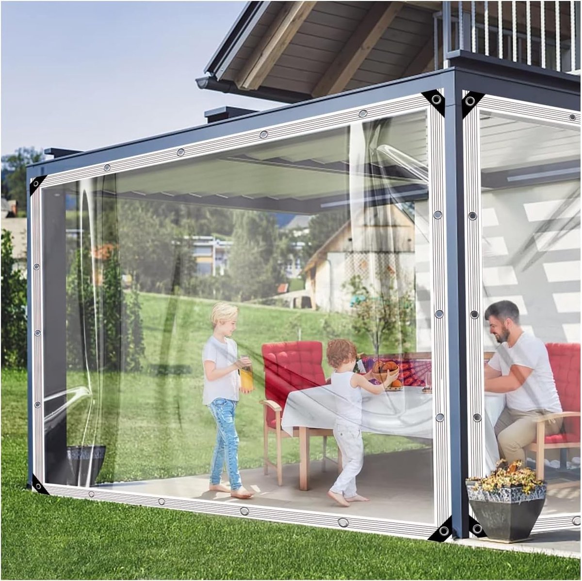 SnelShoppen - Waterdichte Transparante PVC Zeil met Oogjes voor Tuin, Serre, Dierenhok - 0.4 mm Dikte, 450 g/m² Scheurvast en Duurzaam Zeil 2 x 1 m