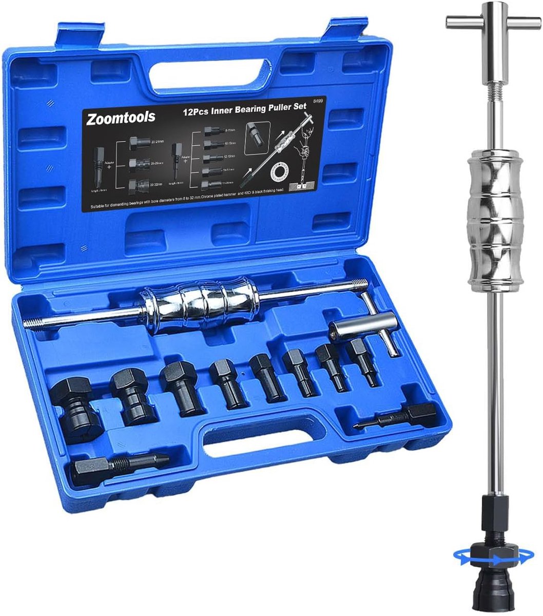 SnelShoppen - 12-Delige 8-32MM Blind Gat Binnen Lager Trekker Set met Glijhamer en Uitbreidbare Kappen voor Auto & Motorfiets