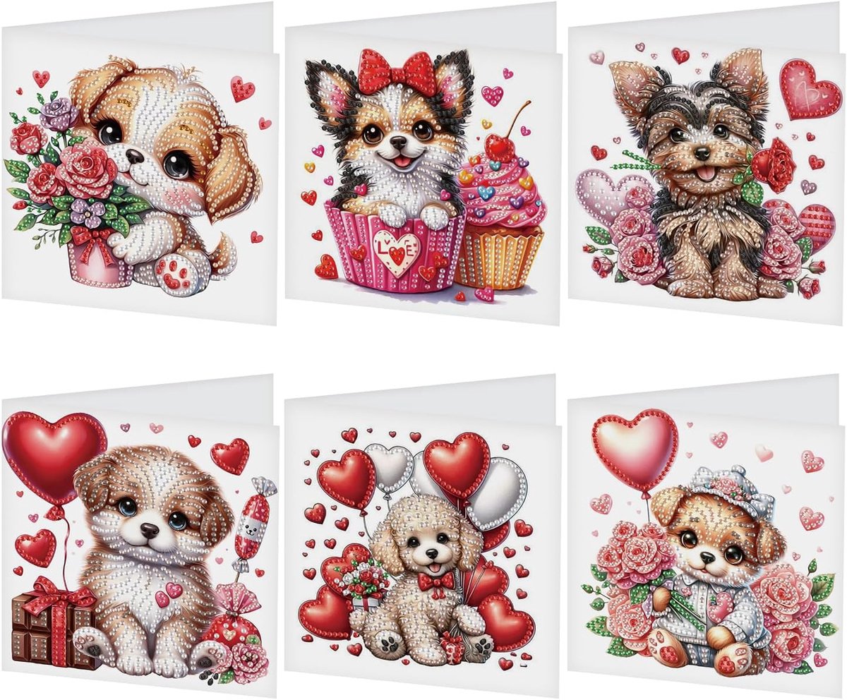 8 stuks 5D Diy Diamond Painting kaarten, afbeeldingen wenskaart