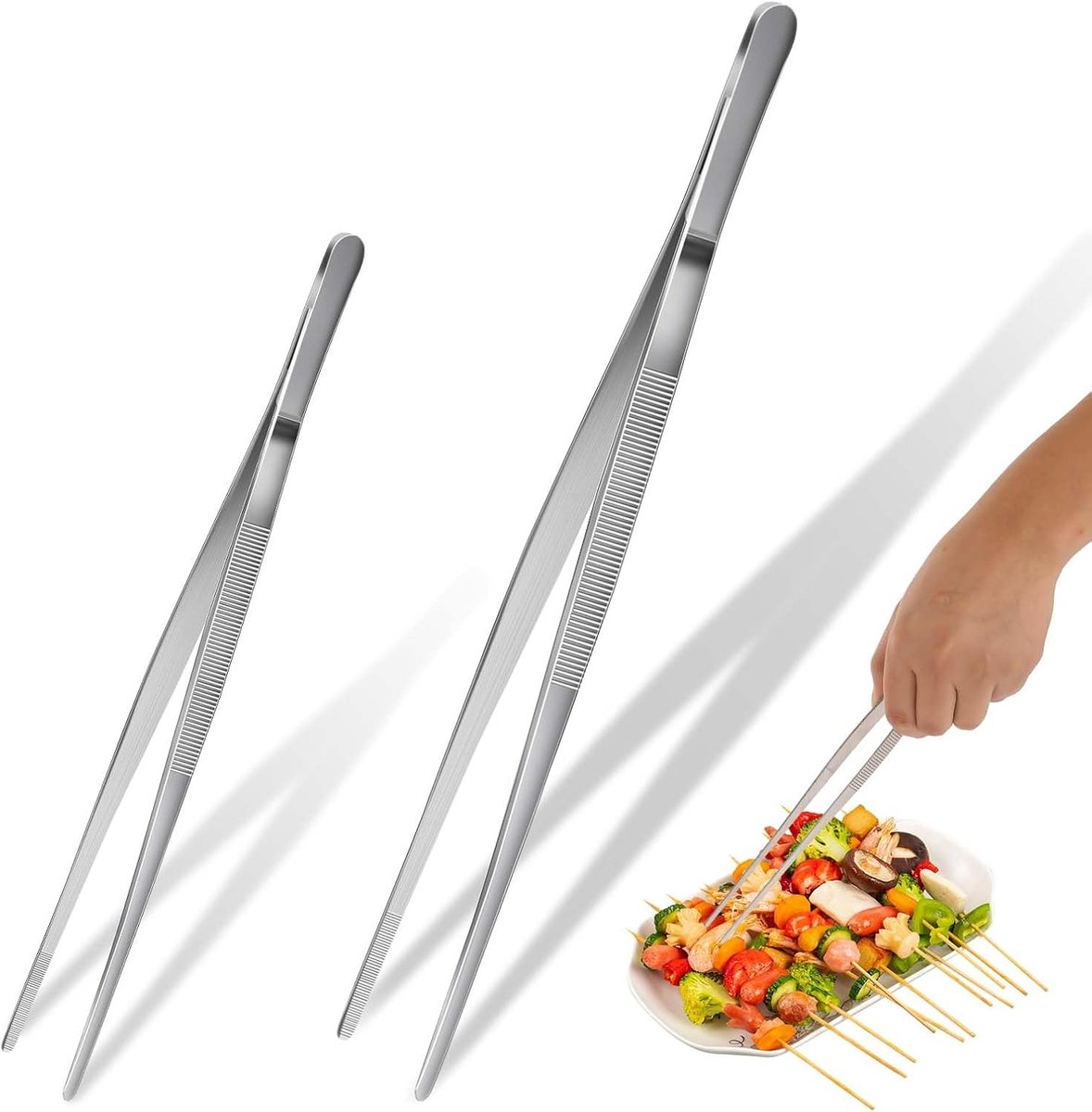 Pincet Keuken, 2 Stuks 20 cm + 30 cm Keuken Pincet Roestvrij Staal