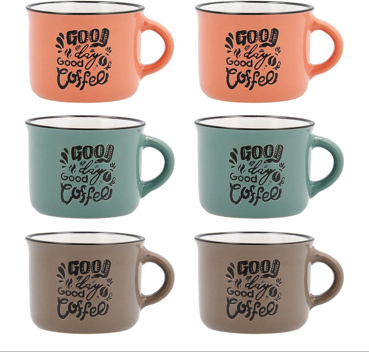 Frappe Deco Set met 6 kopjes, 8 cl, meerkleurig
