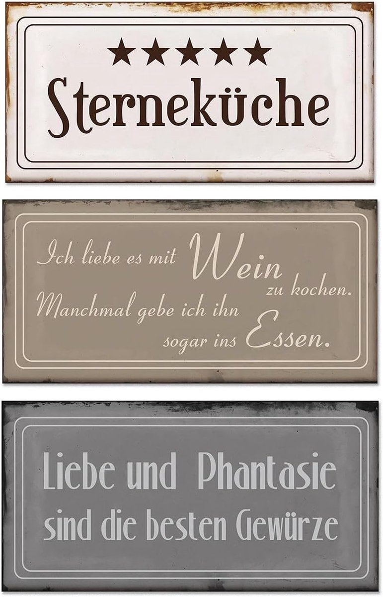 levandeo 3 metalen borden in set B x H elk 18,5 x 9 cm metalen borden