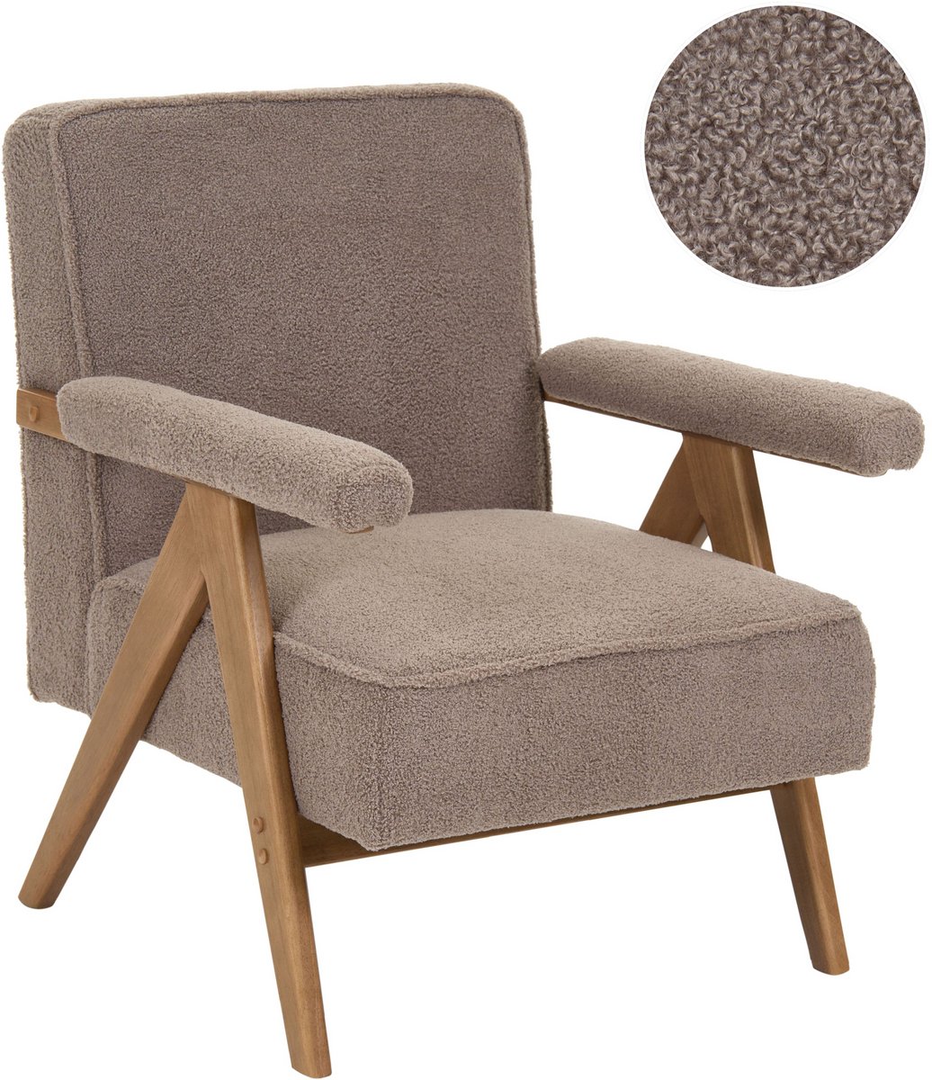 EVJE - Fauteuil - Taupe - Bouclé