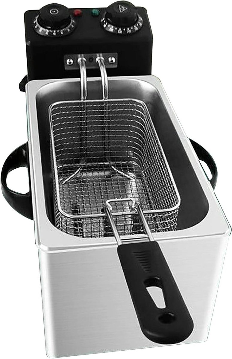 Elektrische Frituurpan - Friteuse Dubbele Mand Frituurpan - Thuis Frituren - Verstelbare Temperatuur - 4 Liter - Groen