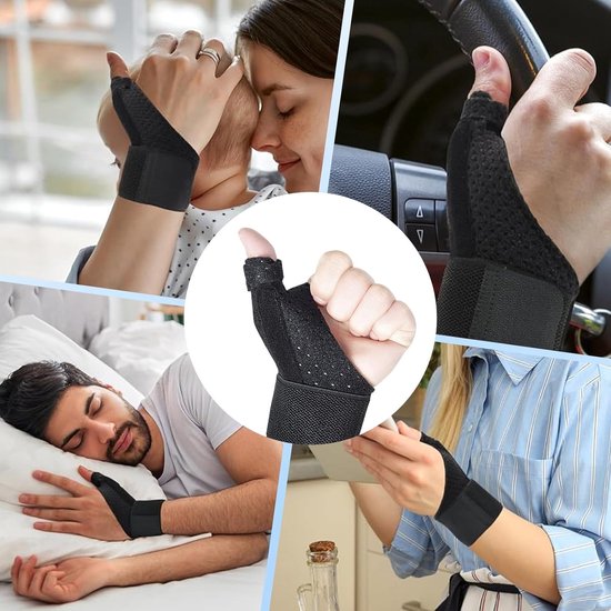 1 stuks duimbrace rechts links elastisch met rails, polsbandage, bandage bij rizoartrose ter verlichting van pijn en letsel, tenosynovitis van De Quervain, peesontsteking en verstuikingen — afbeelding 4
