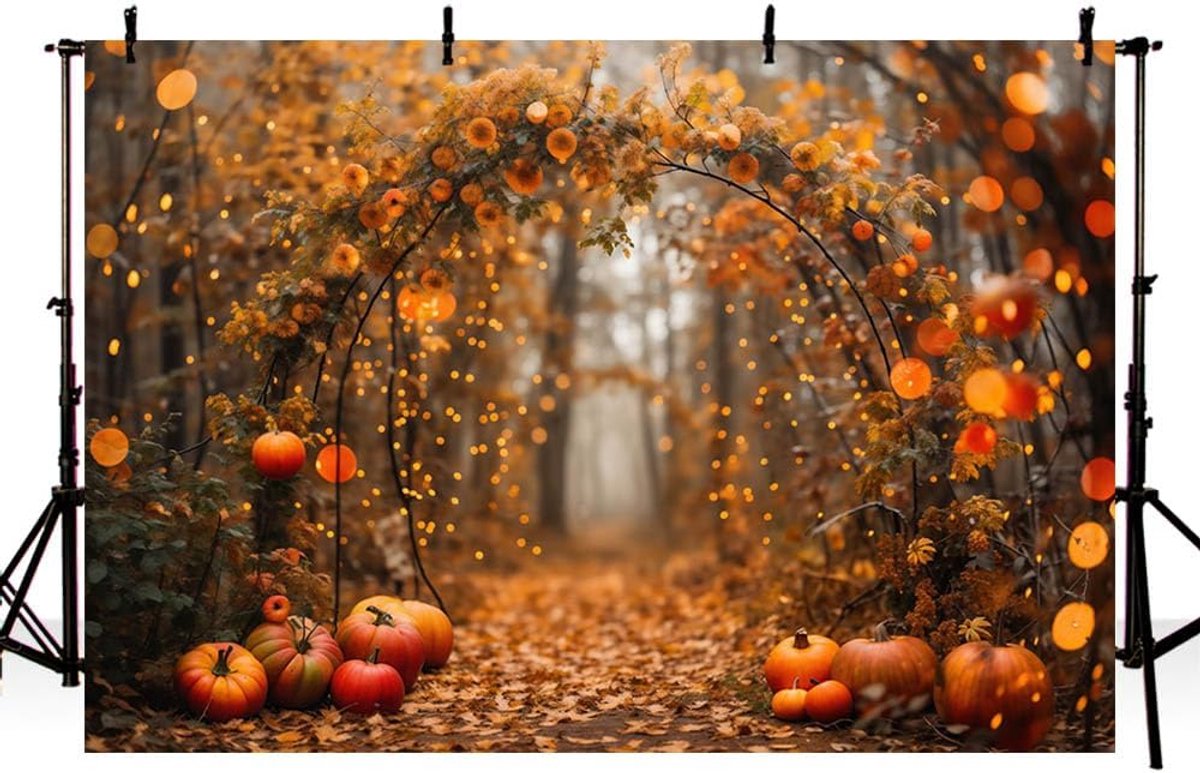 7x5ft Herfst Foto Achtergrond Herfst Esdoorn Bladeren Pompoen