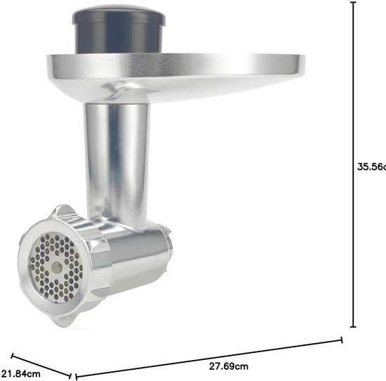 Voedselmolen Opzetstuk - Keukenmachine Accessoire - Zelf Gehakt Maken - Inclusief Worstenmaker - 3 Stalen Schijven - Zilver — afbeelding 3