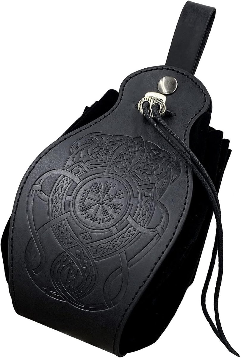 kunstlederen zakje,Draagbare Drawstring Belt Bag, Larp Reenactment