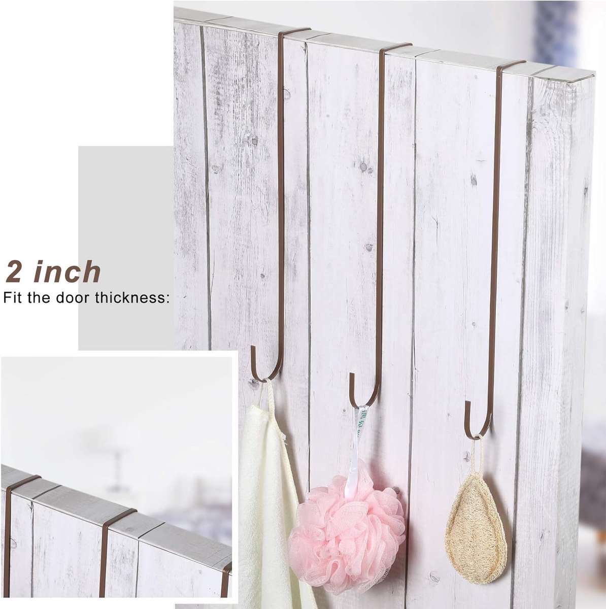 15 inch kerstslingerhaken metalen haken voor de deur, praktische haken voor handdoekhouder, decoratie voor voordeurdecoraties voor Kerstmis (bruin, 6)