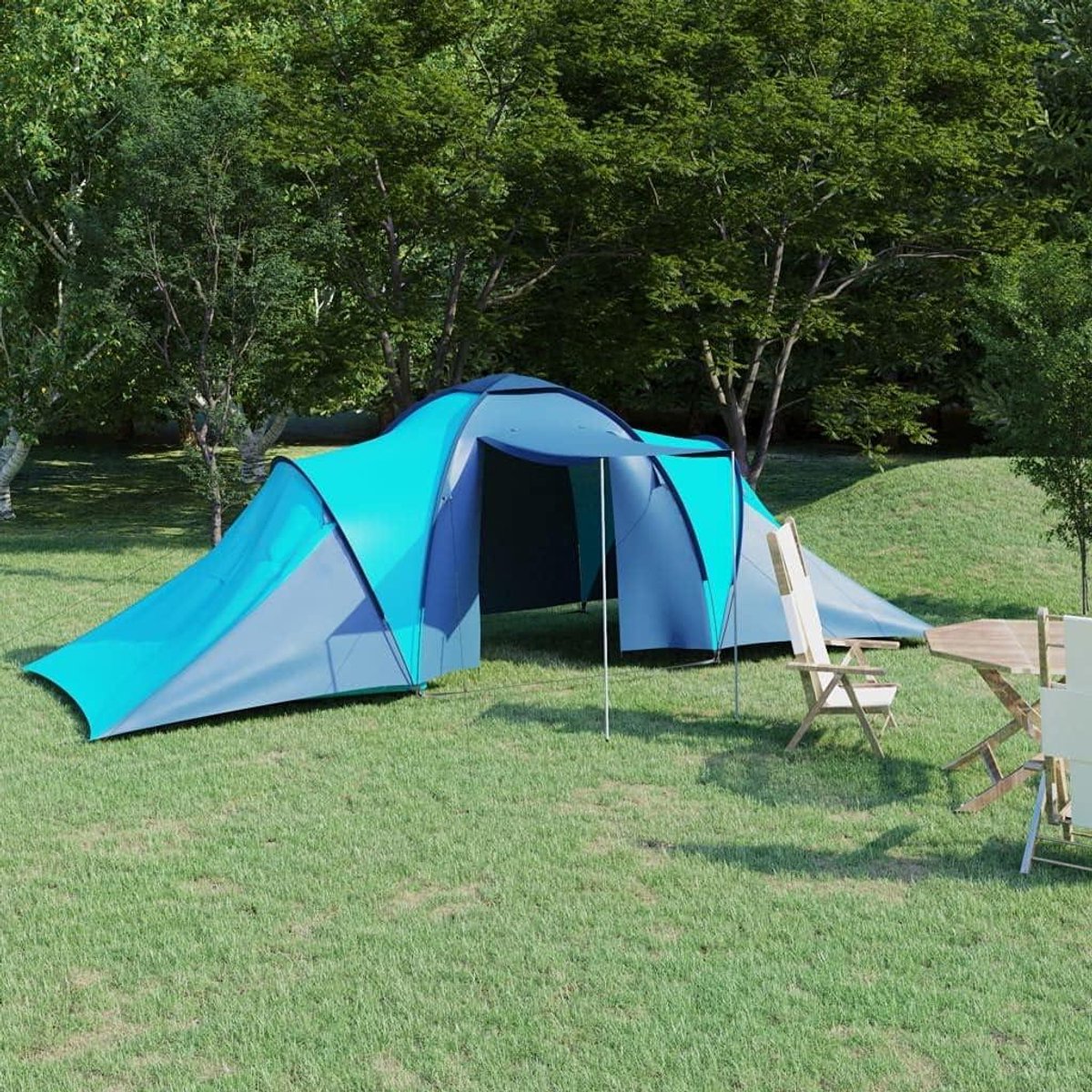 Familie Kampeertent - Grote Tent Kamperen - Outdoor Recreatie - Twee Slaapcompartimenten - 576 x 235 x 190 cm - Blauw