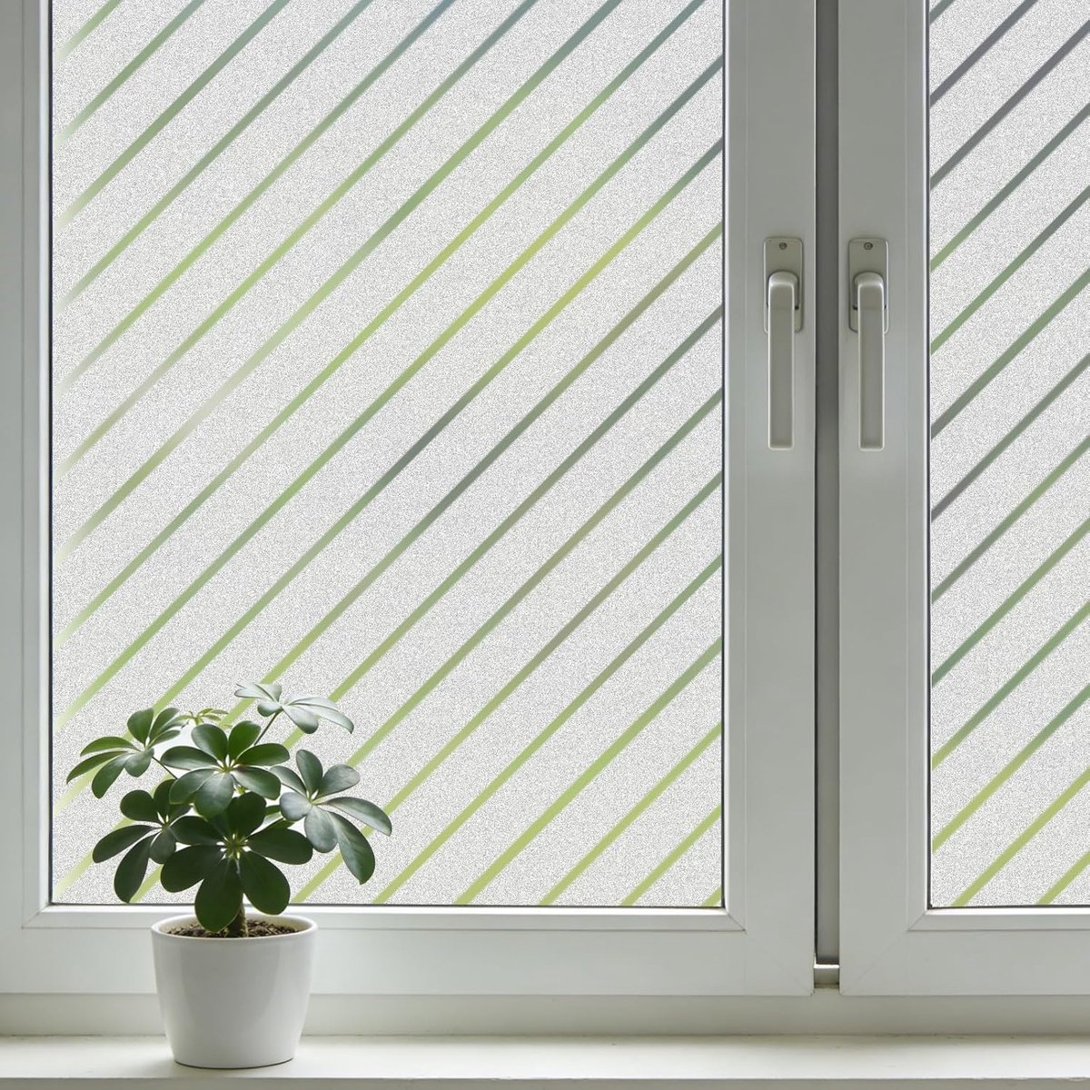 SnelShoppen - Raamfolie met Diagonale Strepen 60 x 200 cm, Zelfklevende Privacyfolie, Anti-UV, Decoratieve Raamdecoratie voor Licht en Privacy, Perfec