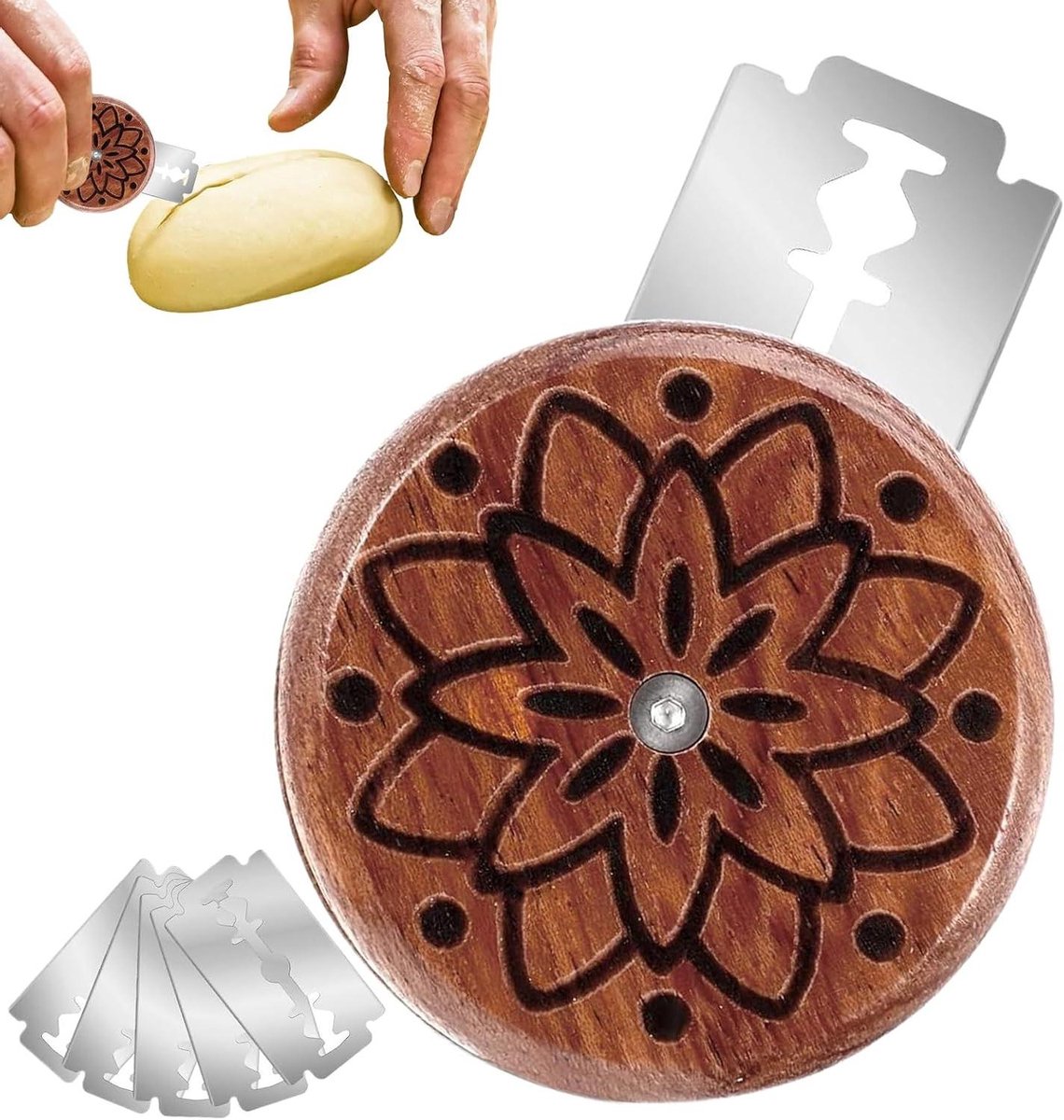 Brood Snijder - Broodlam Tool Broodmes - Brood Bakken - Precisie Inkepingen - 10 Centimeter - Houtkleur