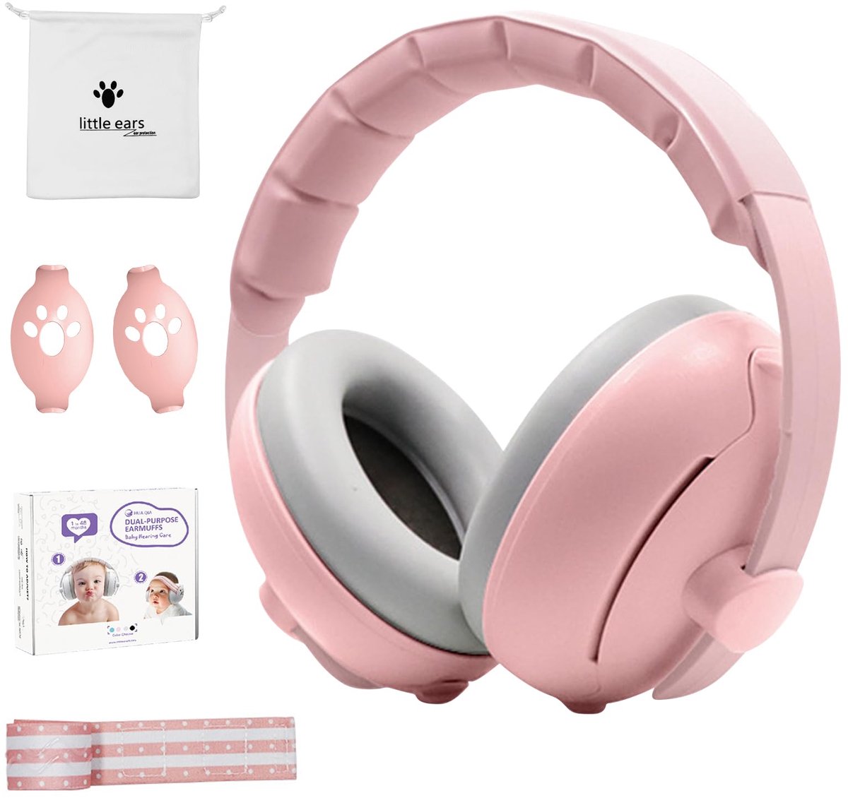 SnelShoppen - 2-in-1 Babyhoofdtelefoon Met Ruisonderdrukking En Gehoorbescherming Voor Baby's Van 3 Tot 48 Maanden - Verstelbare Hoofdband En Oorbesch