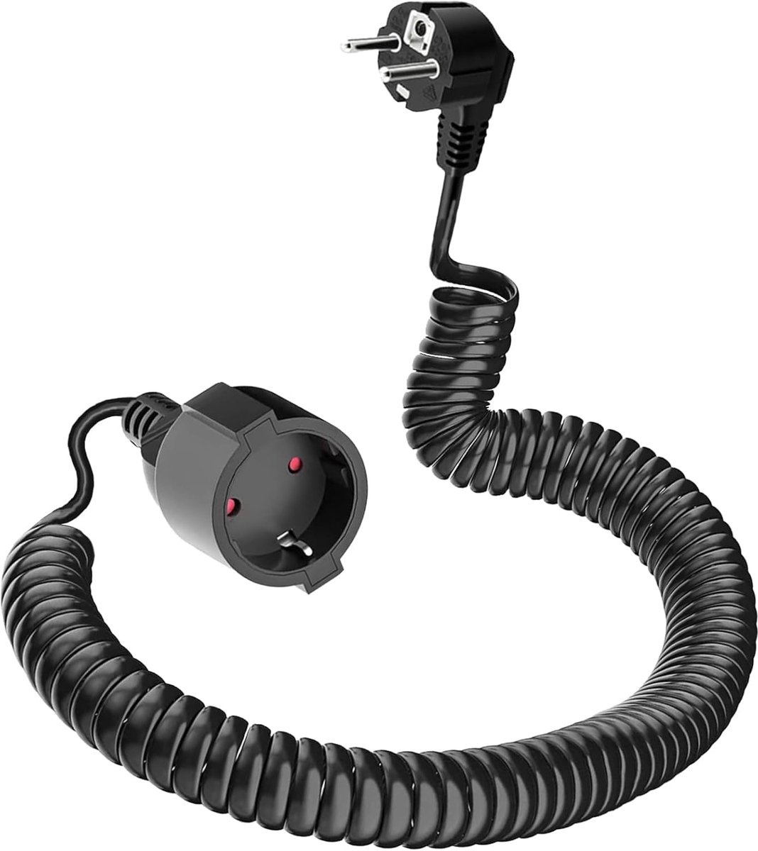 Schuko verlengkabel 0,9 m tot 5 m - spiraal kabel - IP20 veilig contact - ideaal voor binnengebruik - SnelShoppen