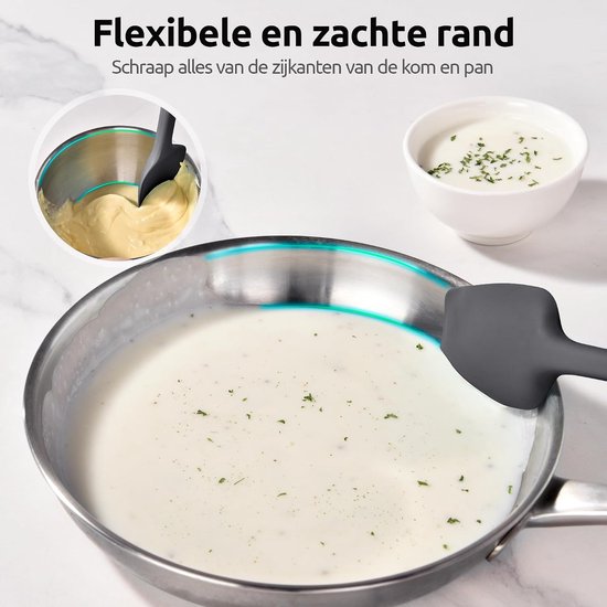 Silicone lepel Spatel 315 ℃ Hoge Hittebestendige (Zwart) - 36 cm Flexibele Naadloze Siliconen Spatel, geschikt voor Bakken, Koken, Mengen en Schrapen in Pannen met Antiaanbaklaag — afbeelding 5